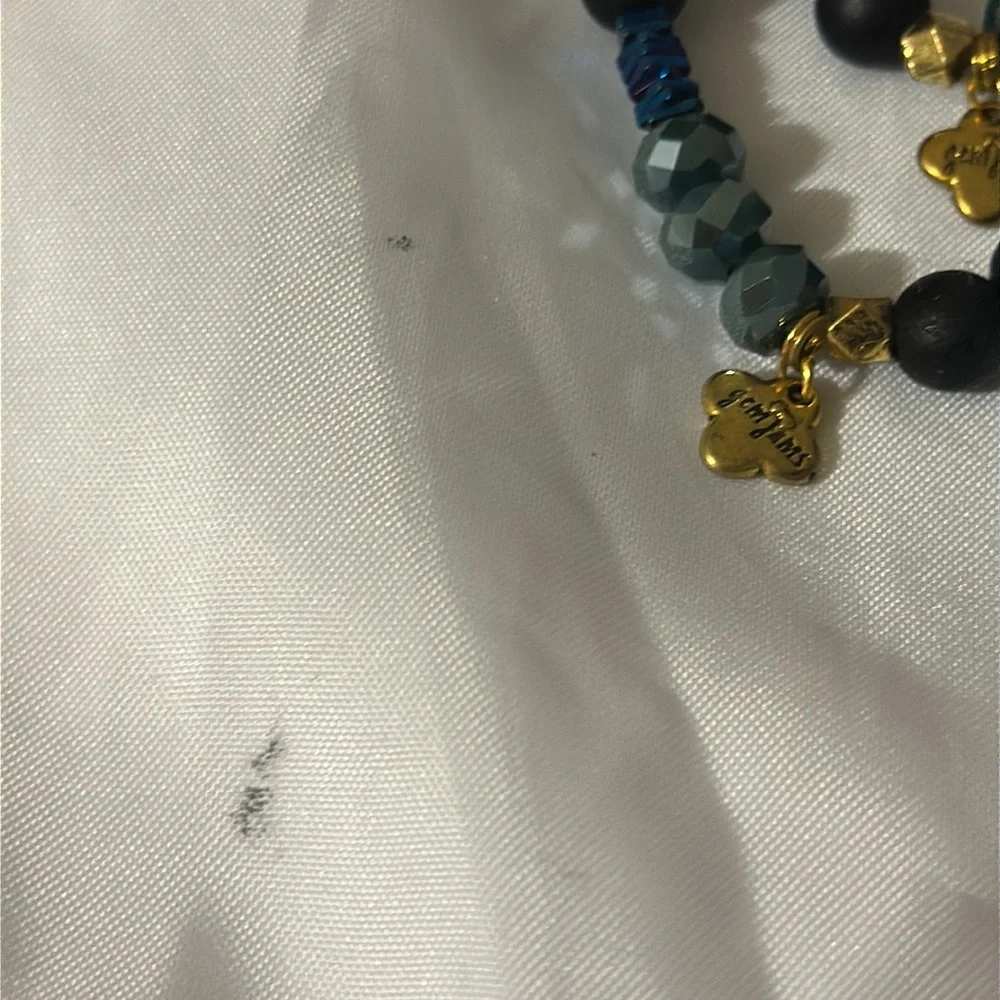 Girl’s Gem Jams by Erimish stretch bead bracelet blue black Deep Sea Kids Sticky